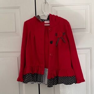 Kids Headquarters Red Jacket with Polka Dot Trim